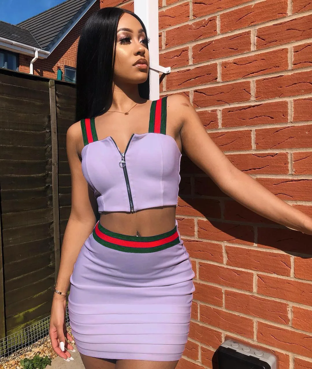 Solid Color 2 Pcs Set Zipper Tube Shirts Women Sexy Short Femme Fashionable Suspen GL6010der & Summer Bodycon Dress
Solid Color 2 Pcs Set Zipper Tube Shirts Women Sexy Short Femme Fashionable Suspen GL6010der & Summer Bodycon Dress