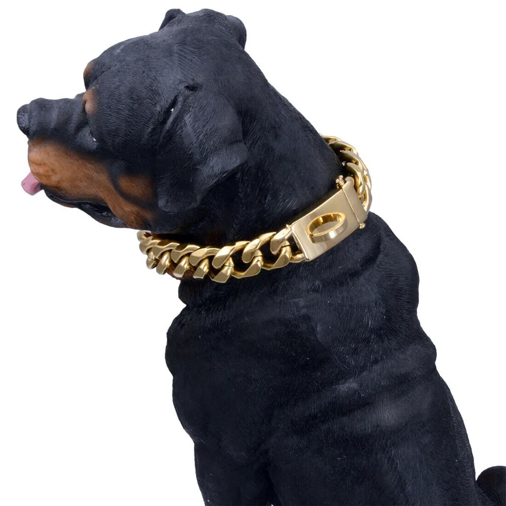 Stainless Steel Bull Dogs Choker Dog Necklace Collar Gold Solid Dog Harness Pet Accessories Cuban Chain for Dogs collar perro
Stainless Steel Bull Dogs Choker Dog Necklace Collar Gold Solid Dog Harness Pet Accessories Cuban Chain for Dogs collar perro