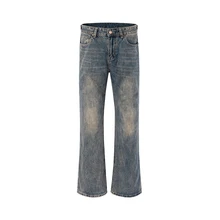Boot Cut Distressed Micro Rugged Mud Dyed Jeans Unisex Straight Y2k Pantalones Hombre Casual Washed Denim Pants Oversized