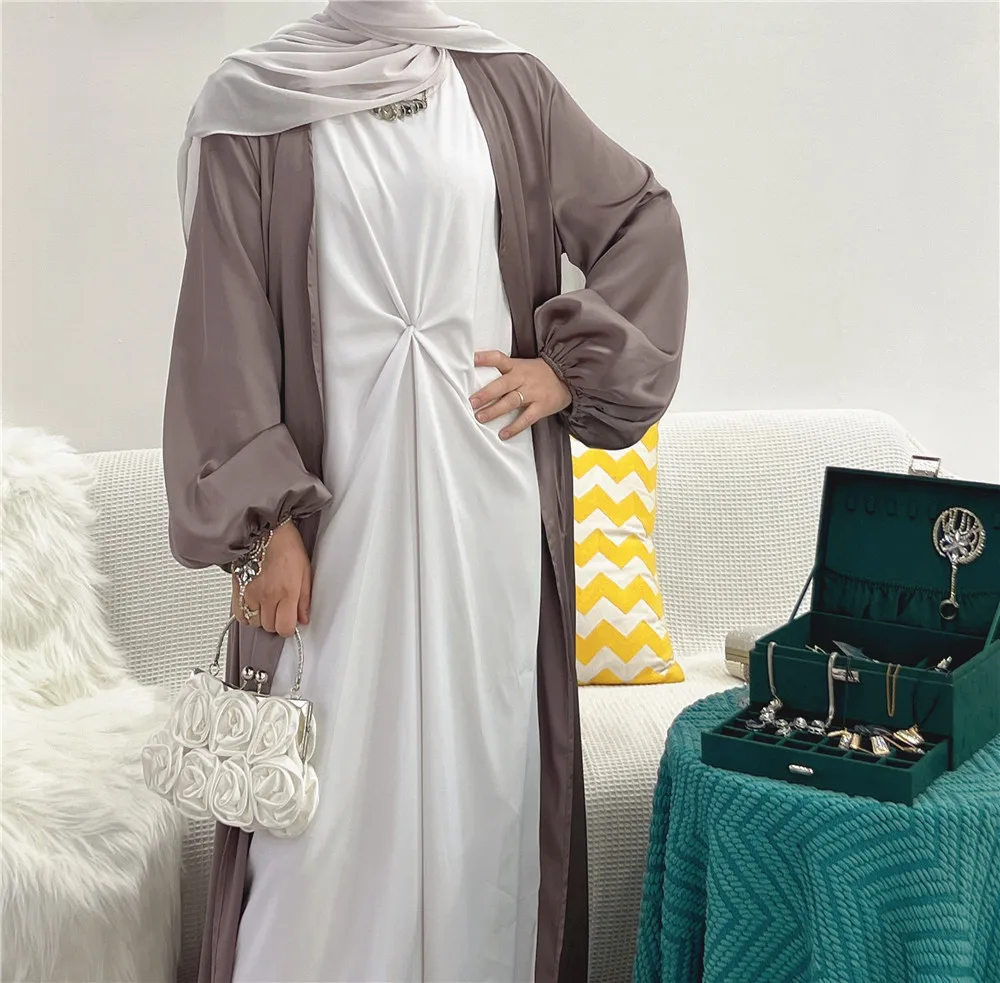 Summer Open Abaya Dubai Turkey Muslim Hijab Dress Ramadan Puff Sleeve Satin Abayas for Women Islam Kaftan Kimono Femme Musulmane
Summer Open Abaya Dubai Turkey Muslim Hijab Dress Ramadan Puff Sleeve Satin Abayas for Women Islam Kaftan Kimono Femme Musulmane
