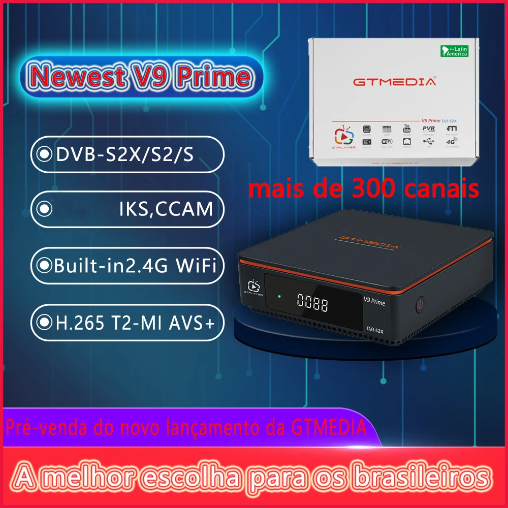 2022 New Launch GTmedia V9 Prime Digital Satellite TV Receiver DVB-S2X Built-in IKS Serve 2.4G WiFi CCam Set Top Box For Brazil
2022 New Launch GTmedia V9 Prime Digital Satellite TV Receiver DVB-S2X Built-in IKS Serve 2.4G WiFi CCam Set Top Box For Brazil