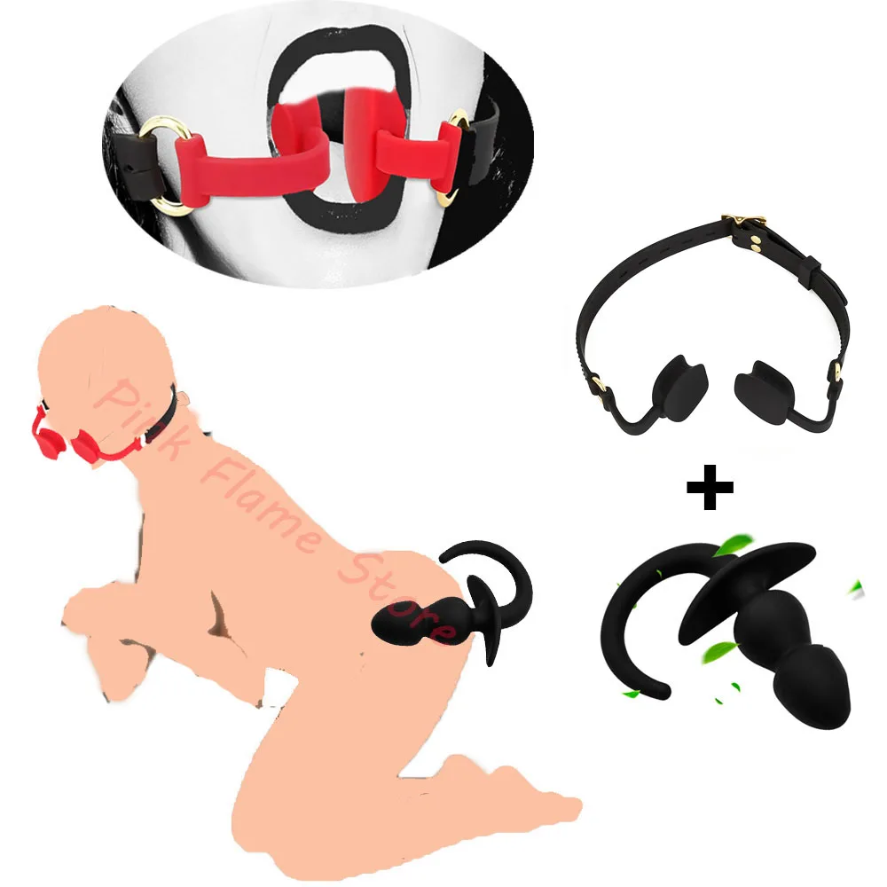 Мягкий силиконовый невидимый кляп с открытым ртом, оральный фетиш, бондаж, анальная пробка с хвостом, SM, искусственная защита, игра, секс-игрушка