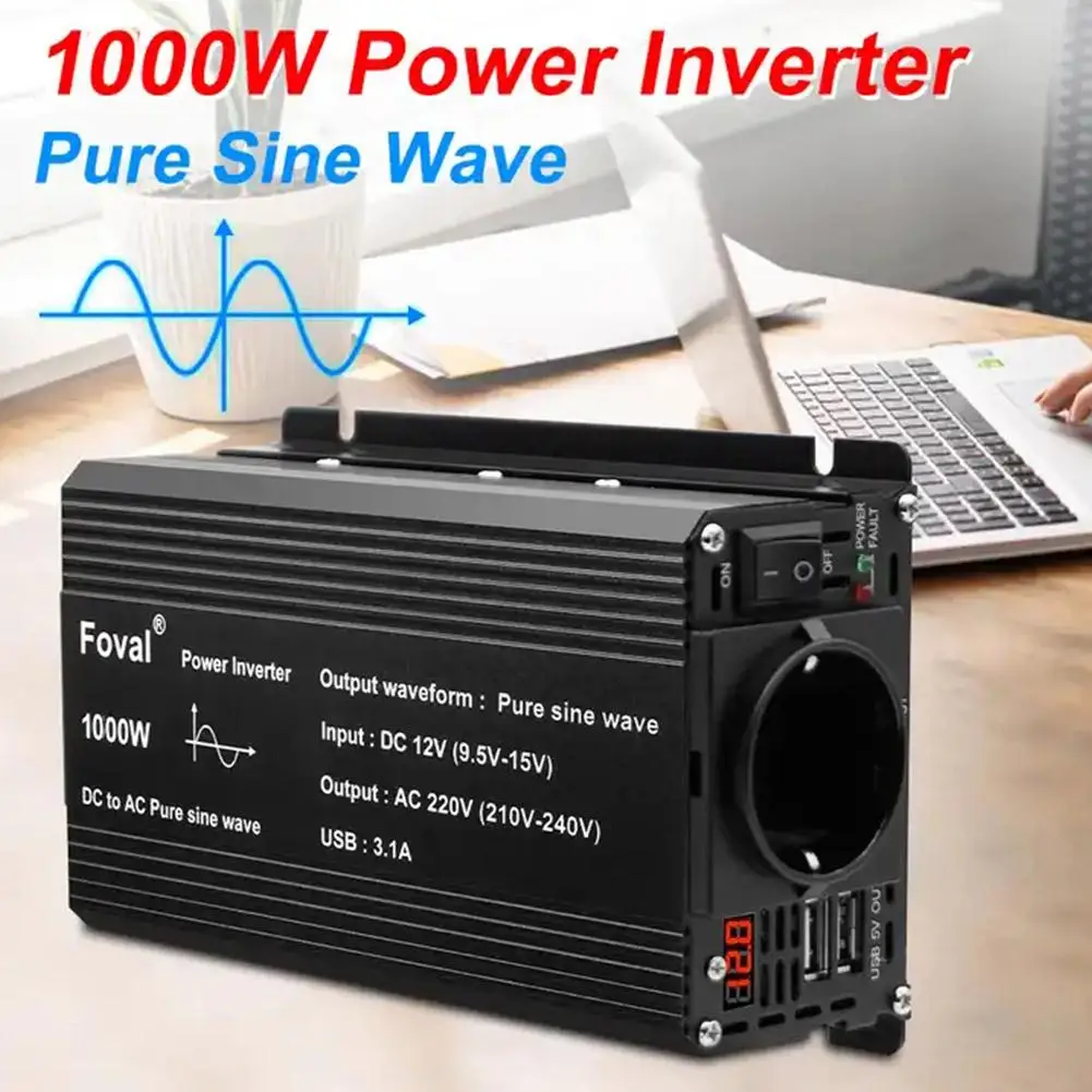 Pure Sine Wave 1000W Car Inverter Power Converter Digital Charger Car Display Power Inverter Power Adapter K3Y9
Pure Sine Wave 1000W Car Inverter Power Converter Digital Charger Car Display Power Inverter Power Adapter K3Y9