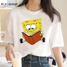 Hot selling new Fun Book SpongeBob Printed T-shirts Fashion Street T-shirts Y2K Girls T-shirts Casual Sports T-shirts