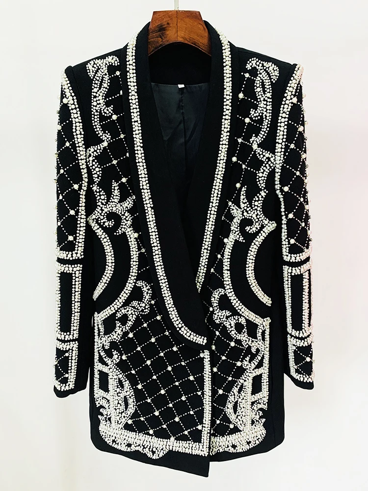 HIGH STREET Newest 2023 Fashion Designer Women's Shawl Collar Stunning Diamonds Pearls Beaded Blazer Dress
HIGH STREET Newest 2023 Fashion Designer Women's Shawl Collar Stunning Diamonds Pearls Beaded Blazer Dress