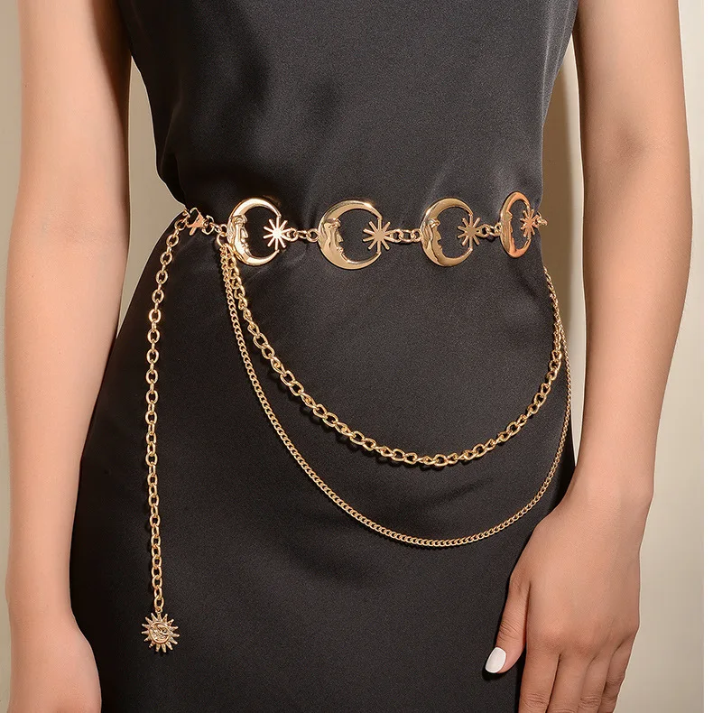 Ladies Fashion Chain Sun Moon Matching Skirt Denim Pendant Matching Fashion Ladies Metal Dress Accessories Chain x677
Ladies Fashion Chain Sun Moon Matching Skirt Denim Pendant Matching Fashion Ladies Metal Dress Accessories Chain x677