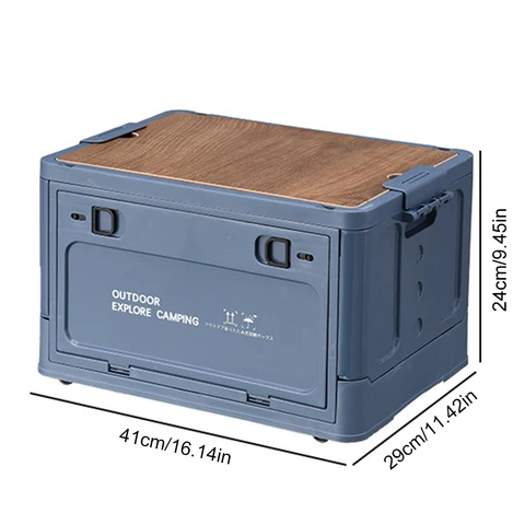 Складная коробка 30 л для кемпинга на открытом воздухе, многофункциональная автомобильная коробка для хранения, кемпинга, деревянная крышка, дорожная посуда, сумка для хранения, товары для кемпинга