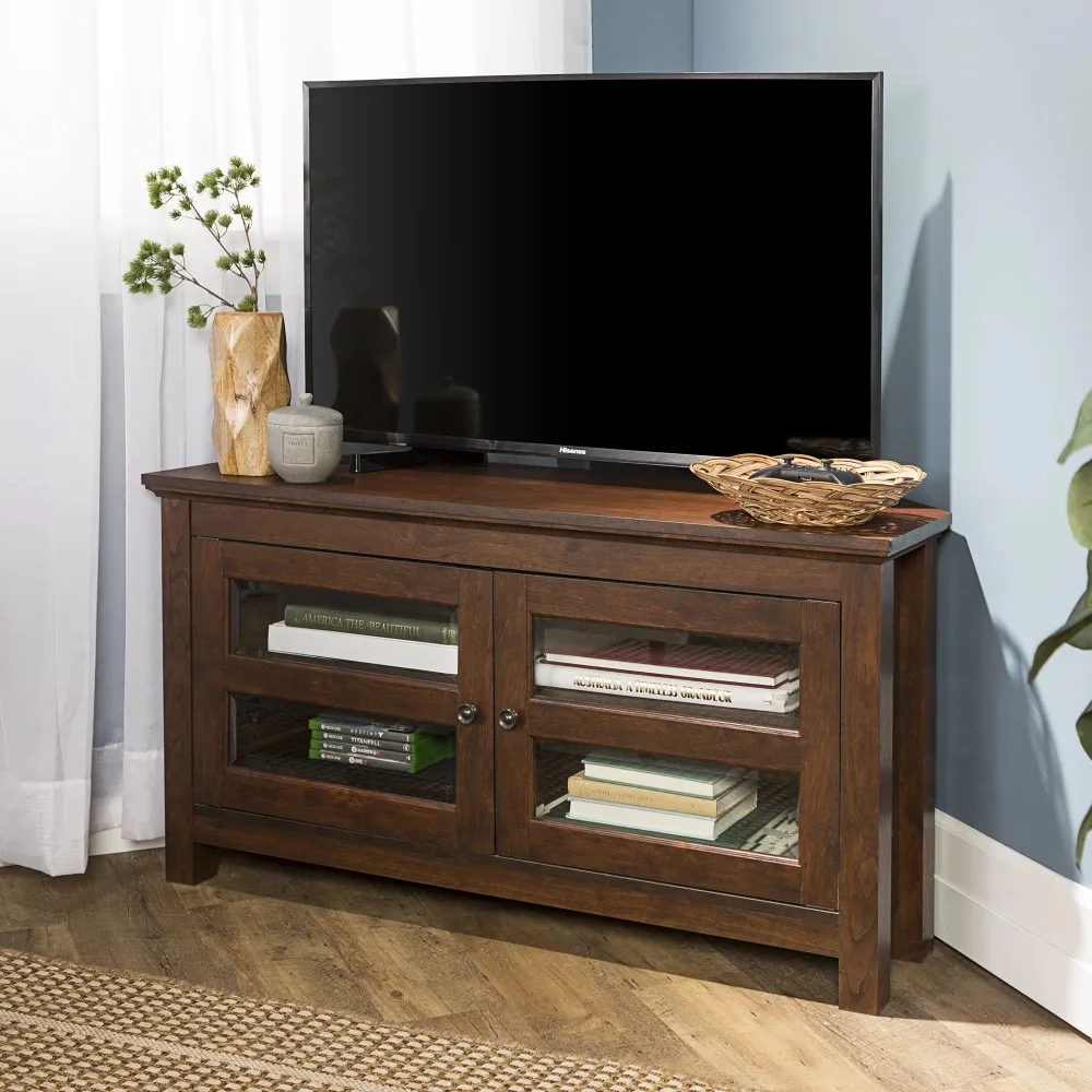 Double Door Tempered Glass Panel Modern Farmhouse Corner TV Cabinet for TVs up to 48 inches,Brown
Double Door Tempered Glass Panel Modern Farmhouse Corner TV Cabinet for TVs up to 48 inches,Brown