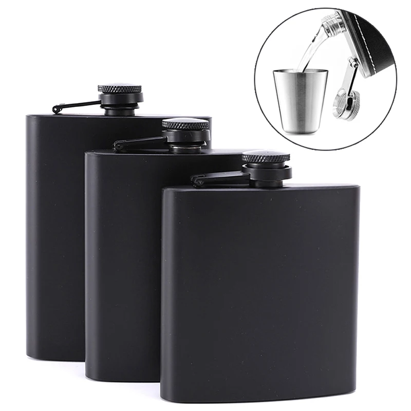 

6oz 7oz 8oz Portable Stainless Steel Hip Flask Flagon Whiskey Wine Pot Leather Cover Bottle Funnel Travel Drinkware Wine Cup