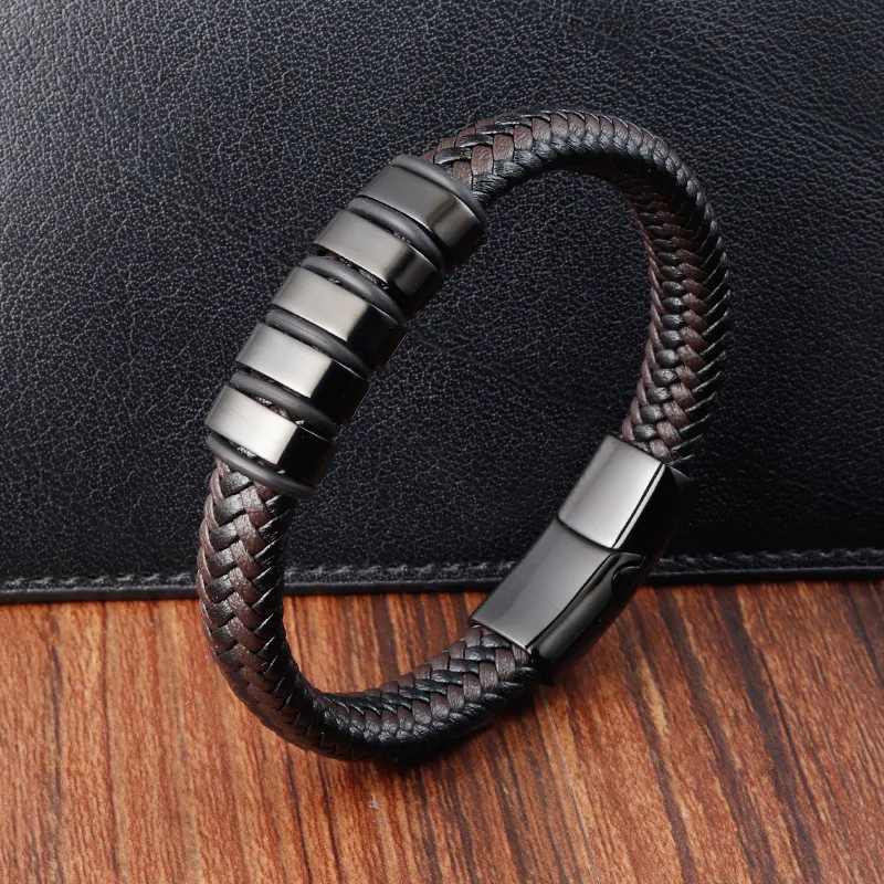 Black Simple Combination Small Accessories Stainless Steel Leather Bracelet Men's Fashion Jewelry Gift Wholesale Free Of Freight
Black Simple Combination Small Accessories Stainless Steel Leather Bracelet Men's Fashion Jewelry Gift Wholesale Free Of Freight