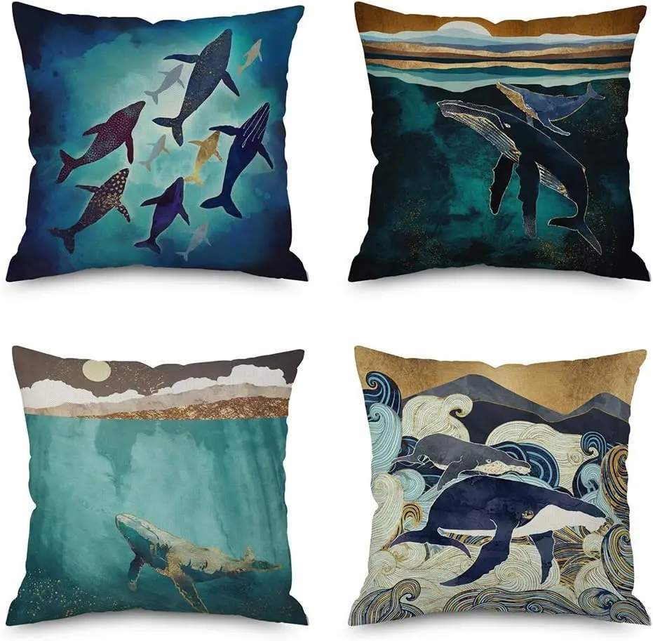 Наволочка для подушки с морскими животными, Китом, акулой
Наволочка для подушки с морскими животными, Китом, акулой