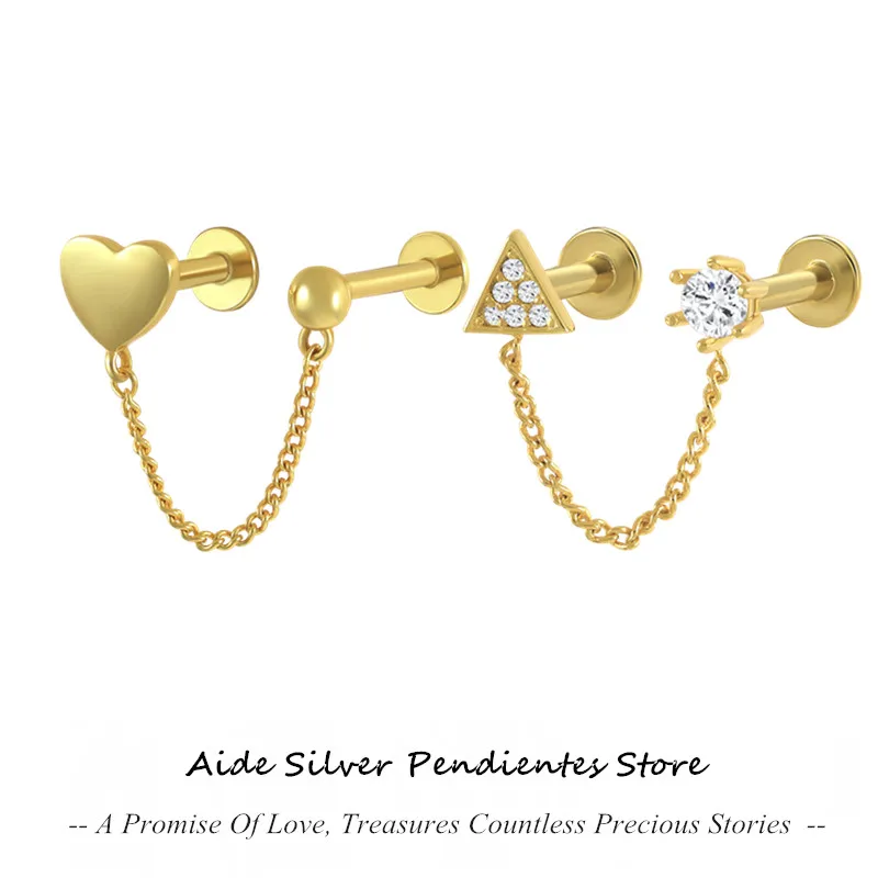 AIDE Triangular Love Heart Double Chain Earring Punk Cool Piercing 925 Sterling Silver Stud Earrings For Party Birthday Gift
AIDE Triangular Love Heart Double Chain Earring Punk Cool Piercing 925 Sterling Silver Stud Earrings For Party Birthday Gift