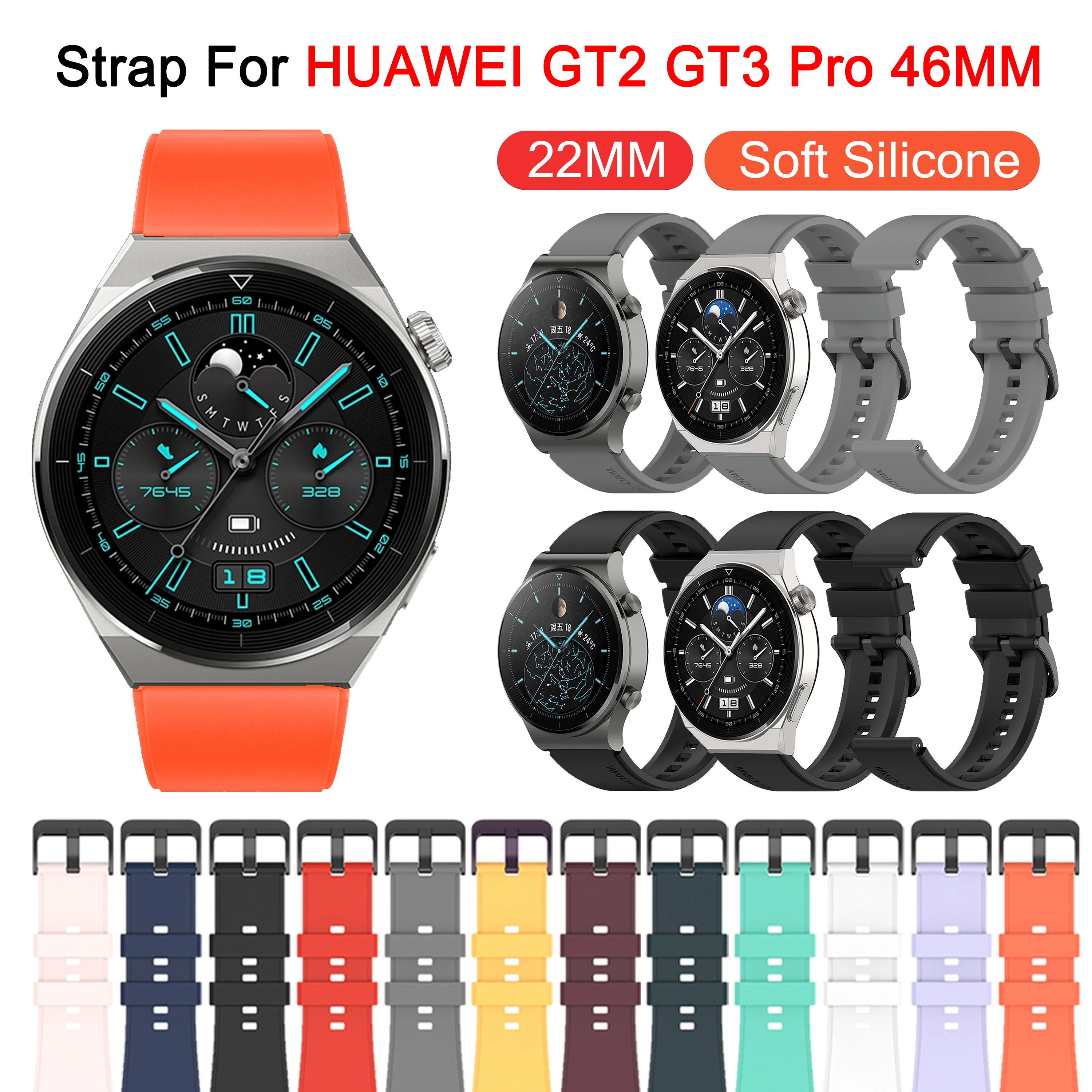 22mm Silicone Bracelet Strap for Huawei Watch GT2 Pro Official Style Watch Wrist for Huawei GT3 Pro 46MM GT Runner Watch Correa 
22mm Silicone Bracelet Strap for Huawei Watch GT2 Pro Official Style Watch Wrist for Huawei GT3 Pro 46MM GT Runner Watch Correa