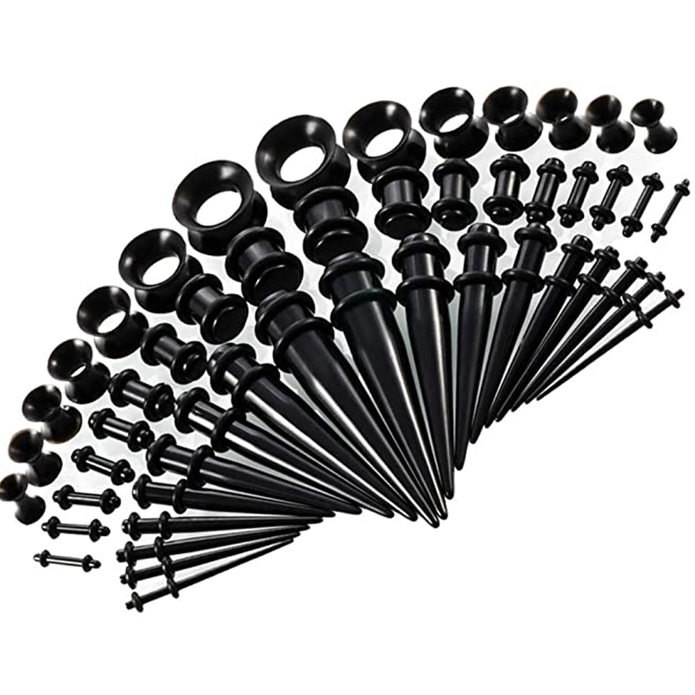 

50 Pieces Ear Stretching Kit 14G-00G Acrylic Tapers and Plugs Silicone Tunnels - Ear Gauges Expander Set Body Piercing Jewelry