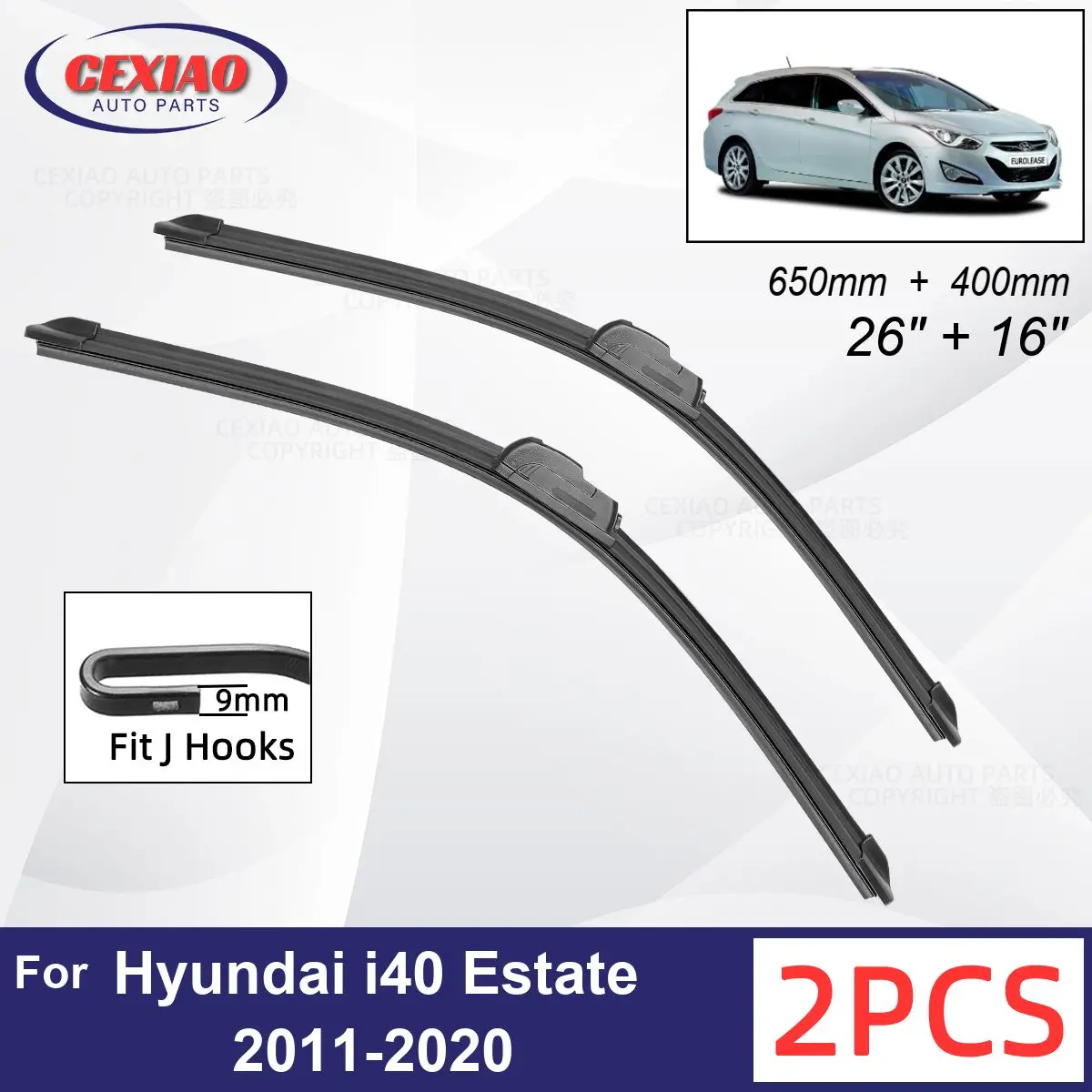 Car Wiper For Hyundai i40 Estate 2011-2020 Front Wiper Blades Soft Rubber Windscreen Wipers Auto Windshield 26"+16" 650mm 400mm
Car Wiper For Hyundai i40 Estate 2011-2020 Front Wiper Blades Soft Rubber Windscreen Wipers Auto Windshield 26"+16" 650mm 400mm