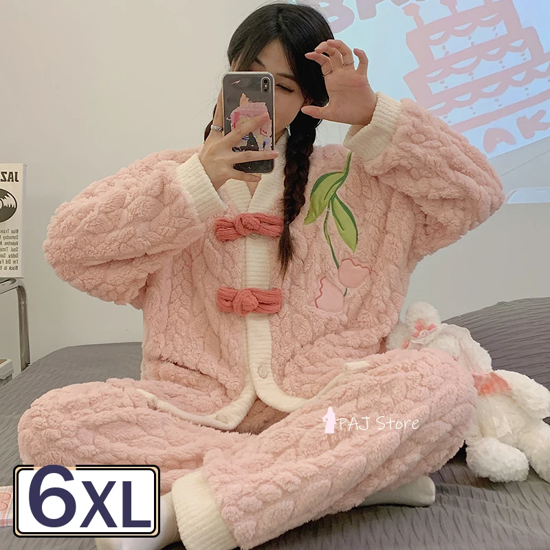 Women's Pajamas Set Winter Warm Sleepwear Night Outfit Flannel Pajama Thick Nightwear Long Sleeve Plus Size M-6XL Pijama Sets
Women's Pajamas Set Winter Warm Sleepwear Night Outfit Flannel Pajama Thick Nightwear Long Sleeve Plus Size M-6XL Pijama Sets