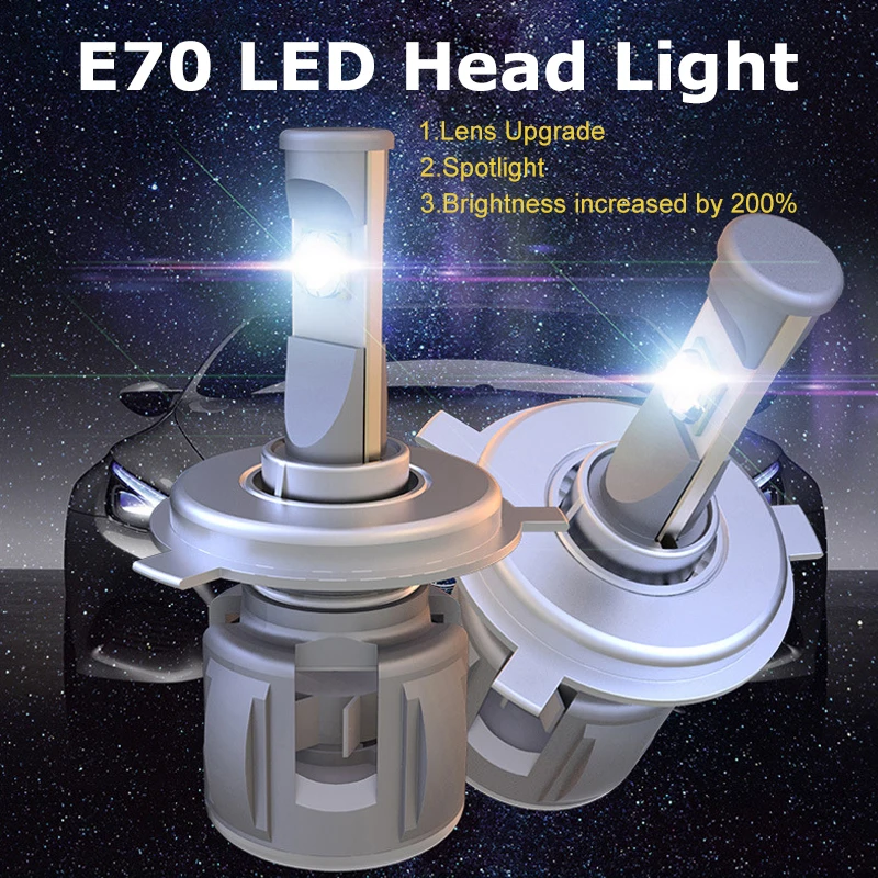 

2PCS Car Headlight E70 Led Headlight High-brightness Condenser Lens H4 Far and Near Integrated H1 H7 H11 Bulb Accessories