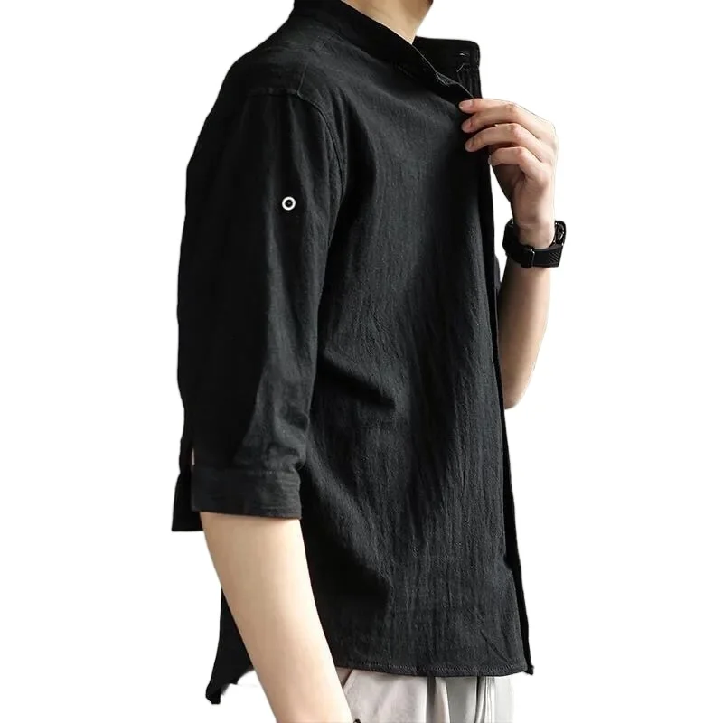 Cotton Linen Shirt Men's Summer Short-sleeve Leisure Japan Black White Shirt Loose Half-sleeve Shirt Mens Top camiseta masculina
Cotton Linen Shirt Men's Summer Short-sleeve Leisure Japan Black White Shirt Loose Half-sleeve Shirt Mens Top camiseta masculina