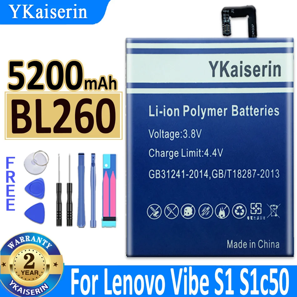 YKaiserin BL260 5200mAh For Lenovo VIBE S1 S1c50 S1a40 VIBE S1La40 Battery Rechargeable Phone Batteries Bateria
YKaiserin BL260 5200mAh For Lenovo VIBE S1 S1c50 S1a40 VIBE S1La40 Battery Rechargeable Phone Batteries Bateria