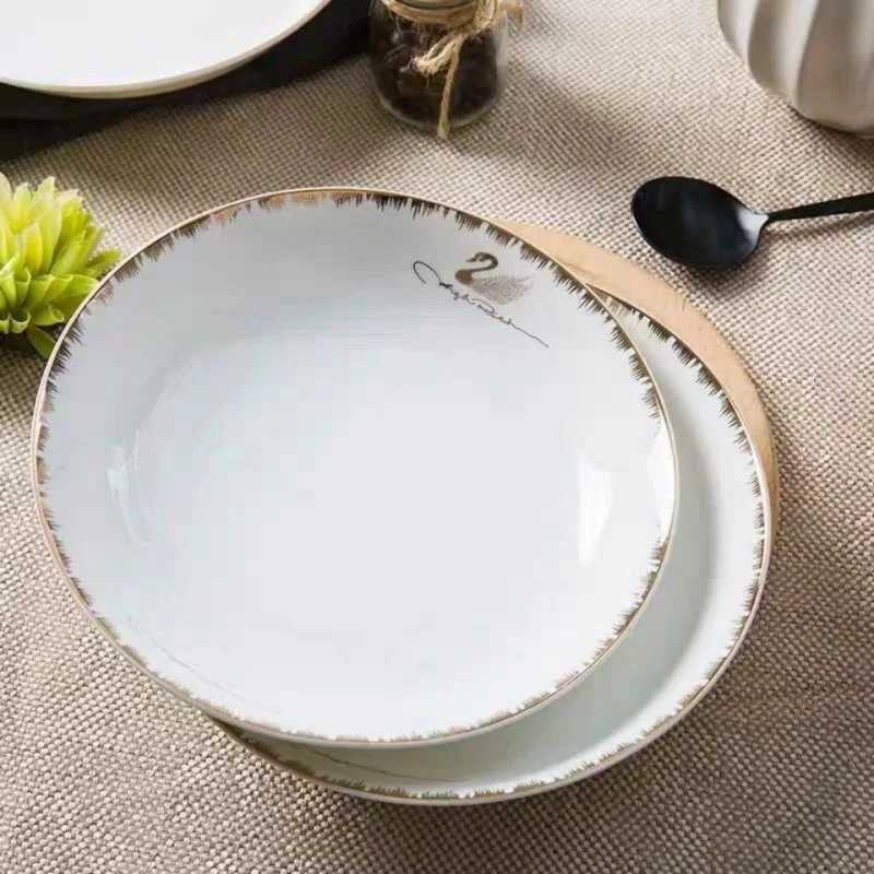 Plate Porcelain Dinner Plate Household Special Shaped Plate Gold Rimmed Tableware European Creative Swan Lake Set Meal Tray Squa
Plate Porcelain Dinner Plate Household Special Shaped Plate Gold Rimmed Tableware European Creative Swan Lake Set Meal Tray Squa