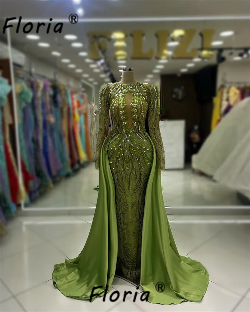 Muslim Dubai Green Evening Dress with Detachable Train Mermaid Formal Occasion Gowns Heavy Handmade Beads Crystal Robe De Soire
Muslim Dubai Green Evening Dress with Detachable Train Mermaid Formal Occasion Gowns Heavy Handmade Beads Crystal Robe De Soire