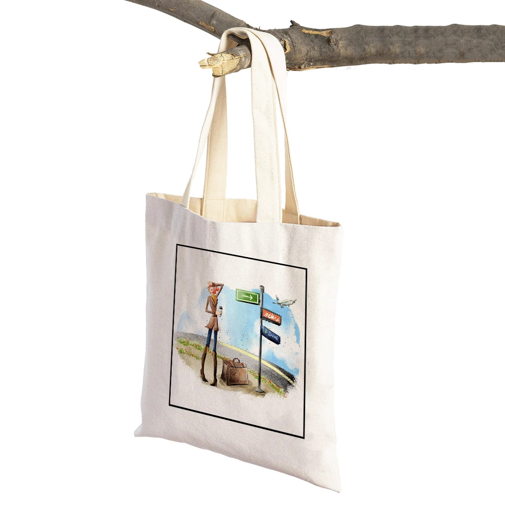 Fashion Single Girl Life Shopper Bags Tote Shoulder Handbag Both Sided Print Reusable Cartoon Student Women Canvas Shopping Bag
Fashion Single Girl Life Shopper Bags Tote Shoulder Handbag Both Sided Print Reusable Cartoon Student Women Canvas Shopping Bag