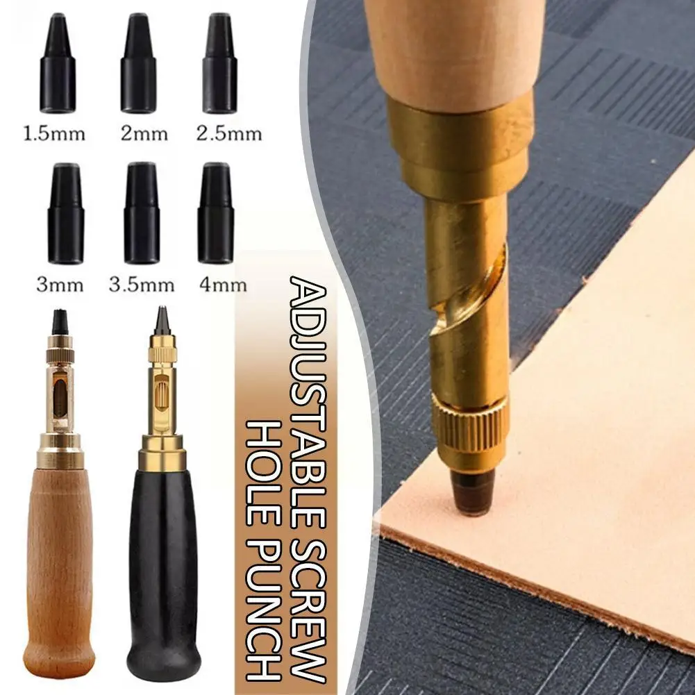 Adjustable Screw Hole Punch Handle With 6 Size Replaceable 1.5-4mm Puncher Leather Diy Belts Punches Screw Automatic Punch P1o1
Adjustable Screw Hole Punch Handle With 6 Size Replaceable 1.5-4mm Puncher Leather Diy Belts Punches Screw Automatic Punch P1o1
