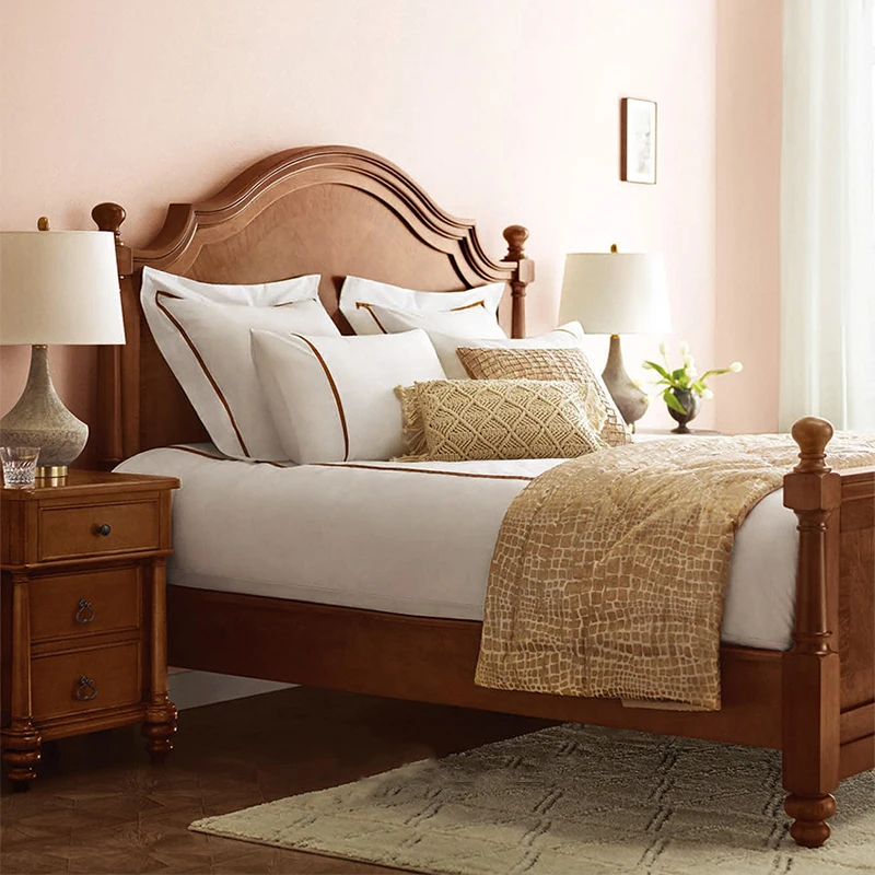 

Односпальная кровать из массива дерева 1,8 м, основная спальня, двуспальная кровать, простая современная односпальная кровать 1,5 м