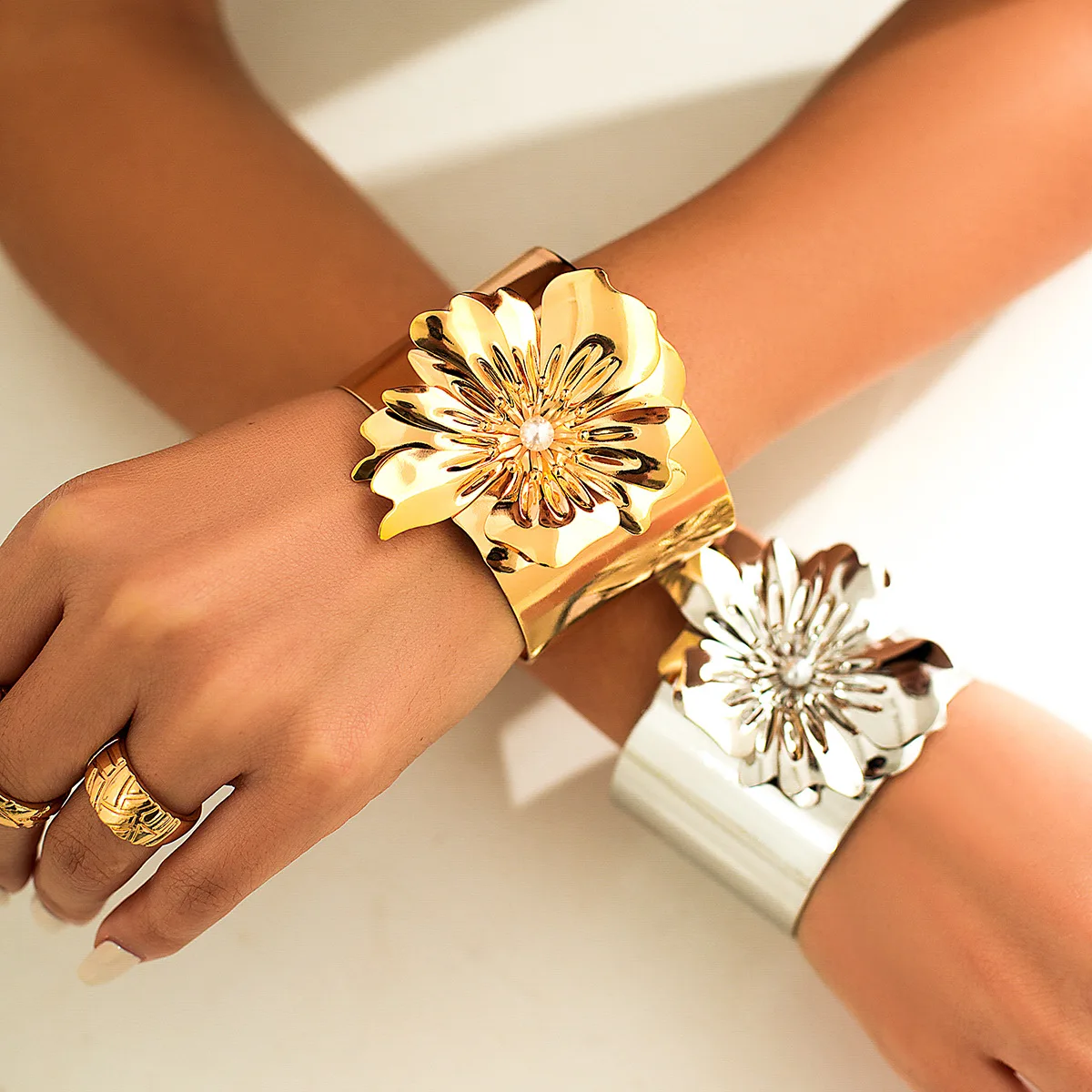 

DIEZI Преувеличенные Браслеты в стиле панк золотого и серебряного цветов розы для женщин винтажные новые браслеты в стиле бохо модные широкие браслеты ювелирные изделия