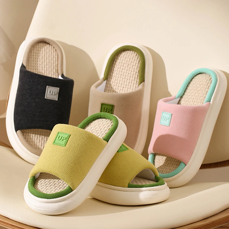 Flax Women Slippers Open Toe Home Solid Color EVA Non-slip Thick Sole Sofe 2022 New Spring Autumn Indoor Couples Shoes
Flax Women Slippers Open Toe Home Solid Color EVA Non-slip Thick Sole Sofe 2022 New Spring Autumn Indoor Couples Shoes