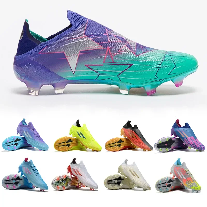 

X Soccer Shoes Speedflow Messis.1 + FG Laceless Champions Code Pack Mi Historia Sapphire Edge Purple Rush Solar Gold Lace Up