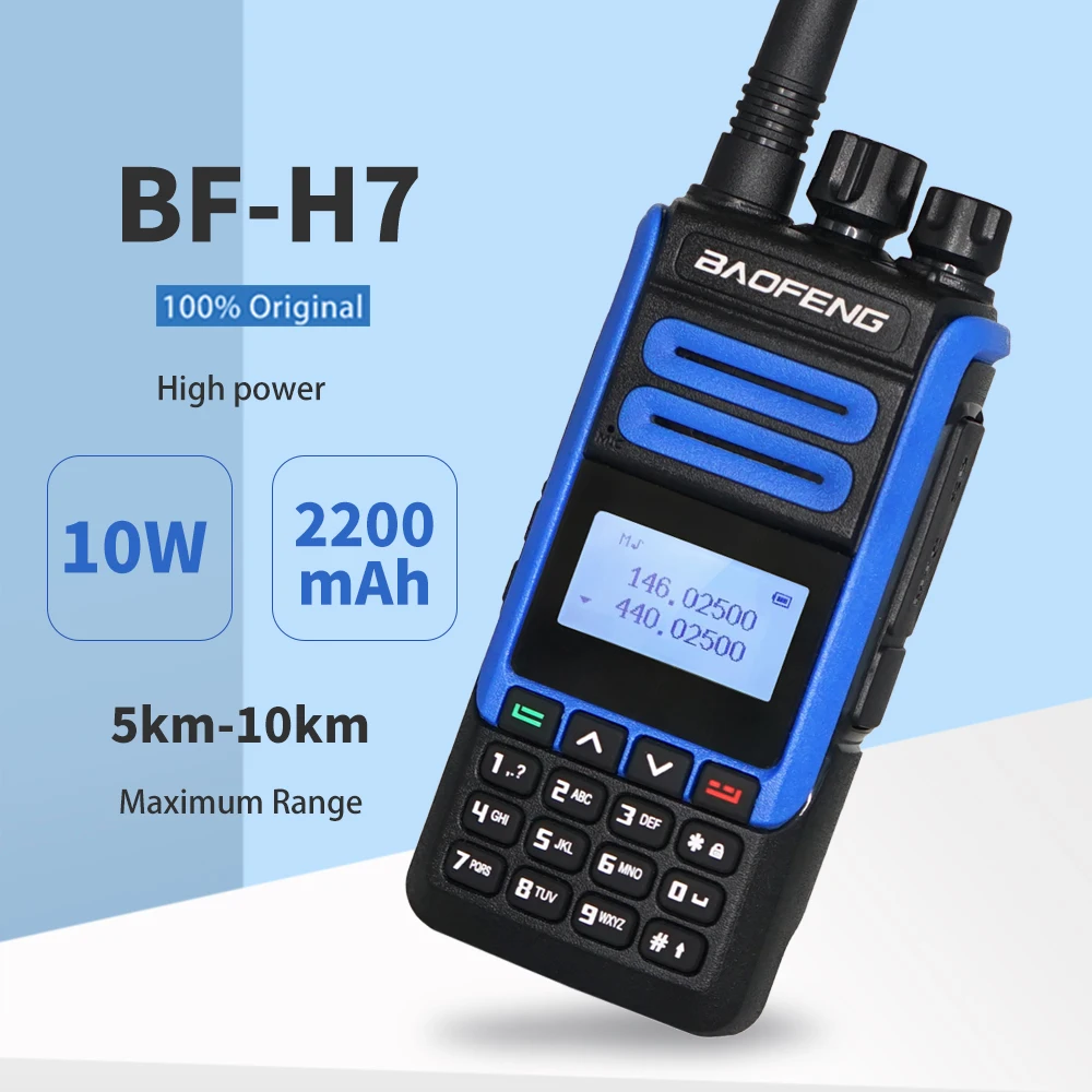 Baofeng BF-H7 Walkie Talkie 10W Max Power 10km Long Range Transreceiver 136-174/400-520MHz Amateur Radio Portable Two Way Radio
Baofeng BF-H7 Walkie Talkie 10W Max Power 10km Long Range Transreceiver 136-174/400-520MHz Amateur Radio Portable Two Way Radio