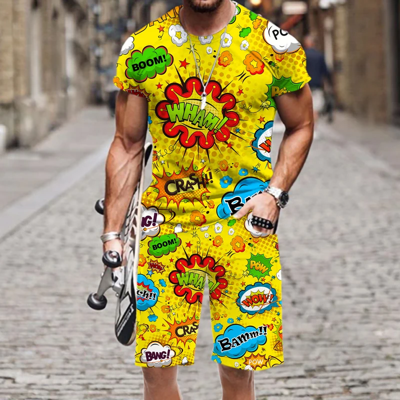 2022 Fashion Summer Men Sets Funny Bang Graffiti 3D Printed Tees Men's Casual Streetwear Harajuku 2 Piece T-shirt+shorts Suit
2022 Fashion Summer Men Sets Funny Bang Graffiti 3D Printed Tees Men's Casual Streetwear Harajuku 2 Piece T-shirt+shorts Suit