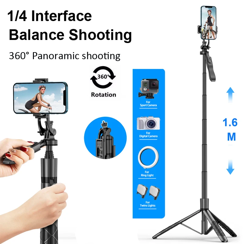 1.6M Long Extended Bluetooth Wireless Selfie Stick 360° Horizontal Vertical Panoramic Balance Shooting Live Broacast Foldable
1.6M Long Extended Bluetooth Wireless Selfie Stick 360° Horizontal Vertical Panoramic Balance Shooting Live Broacast Foldable