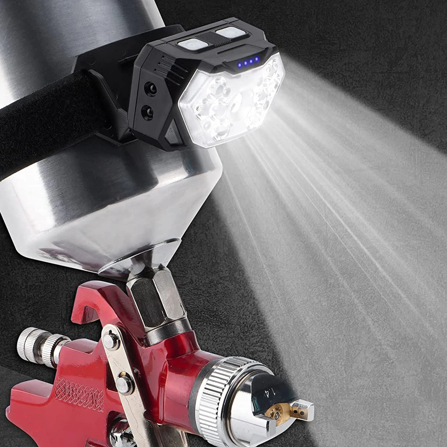 

Paint Spary Gun Light USB Rechargerable Automotive Paint Gun LED Light with 4 Mode 45° Adjustables Body Paint Sprayer Attachment