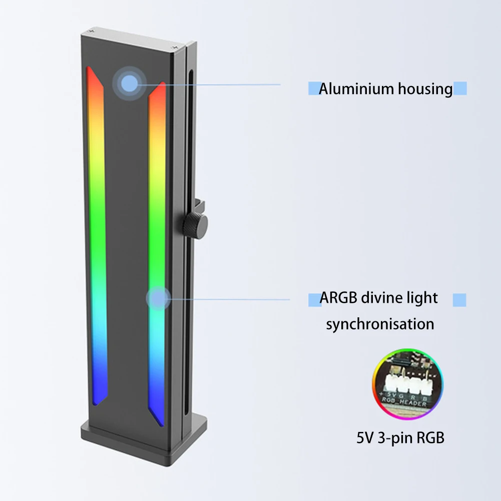RGB GPU Graphics Card Support Bracket Aluminum Alloy Video Card Holder 5V 3PIN ARGB Aura Sync Video Card Stand Adjustable Height 
RGB GPU Graphics Card Support Bracket Aluminum Alloy Video Card Holder 5V 3PIN ARGB Aura Sync Video Card Stand Adjustable Height