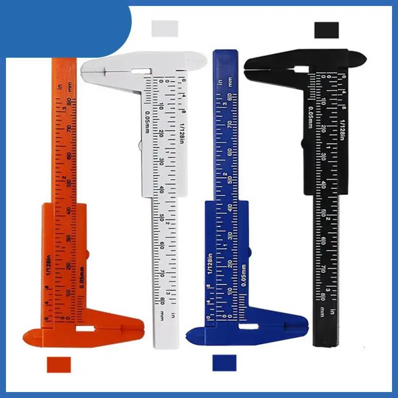 

80mm Reusable Mini Plastic Sliding Double Scale Vernier Caliper Depth Diameter Measure Eyebrow Guide Ruler Caliper 4Styles