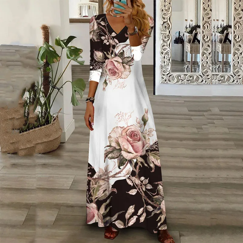 2023 Summer Flower Print A-Line Boho Dress Women Elegant V Neck Office Long Dress Spring Long Sleeve Maxi Beach Dresses Vestidos
2023 Summer Flower Print A-Line Boho Dress Women Elegant V Neck Office Long Dress Spring Long Sleeve Maxi Beach Dresses Vestidos