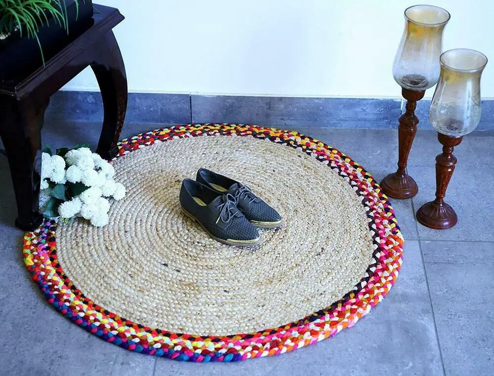 Rug 100% Natural Jute & Cotton 150x150cm(5x5 Feet)Round Reversible Modern Living Area Rug- bedroom decor home carpet
Rug 100% Natural Jute & Cotton 150x150cm(5x5 Feet)Round Reversible Modern Living Area Rug- bedroom decor home carpet