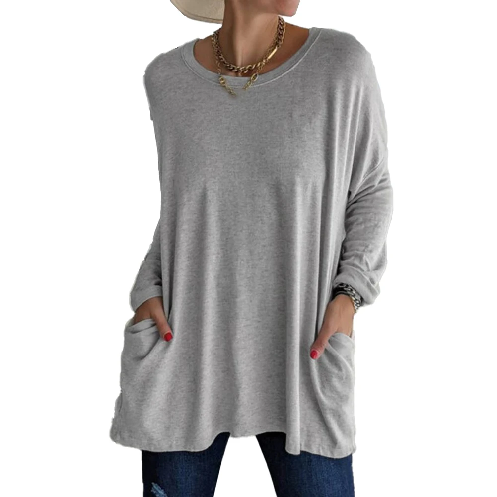 Casual Basic Solid Color T-shirt Top Women Plus Size Long Sleeve Pocket Tees Tops Plain Baggy Loose T Shirts Female Clothing
Casual Basic Solid Color T-shirt Top Women Plus Size Long Sleeve Pocket Tees Tops Plain Baggy Loose T Shirts Female Clothing
