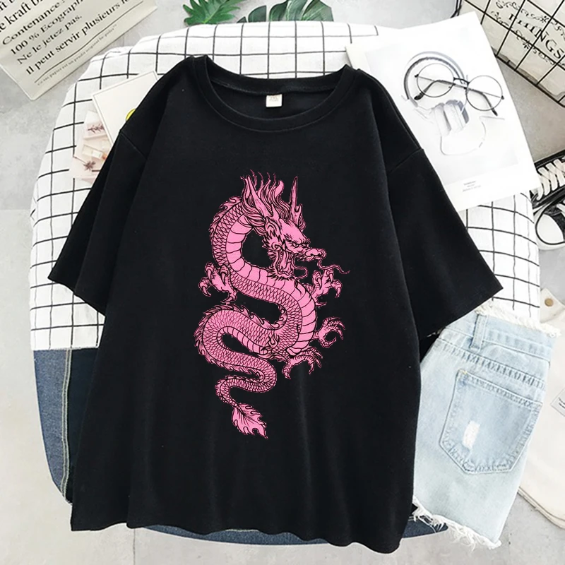 Women's T-shirts Streetwear Tops Oversized T-shirt emo Harajuku Gothic Short Sleeve Dragon Print Tees Ladies clothing Aesthetic
Women's T-shirts Streetwear Tops Oversized T-shirt emo Harajuku Gothic Short Sleeve Dragon Print Tees Ladies clothing Aesthetic