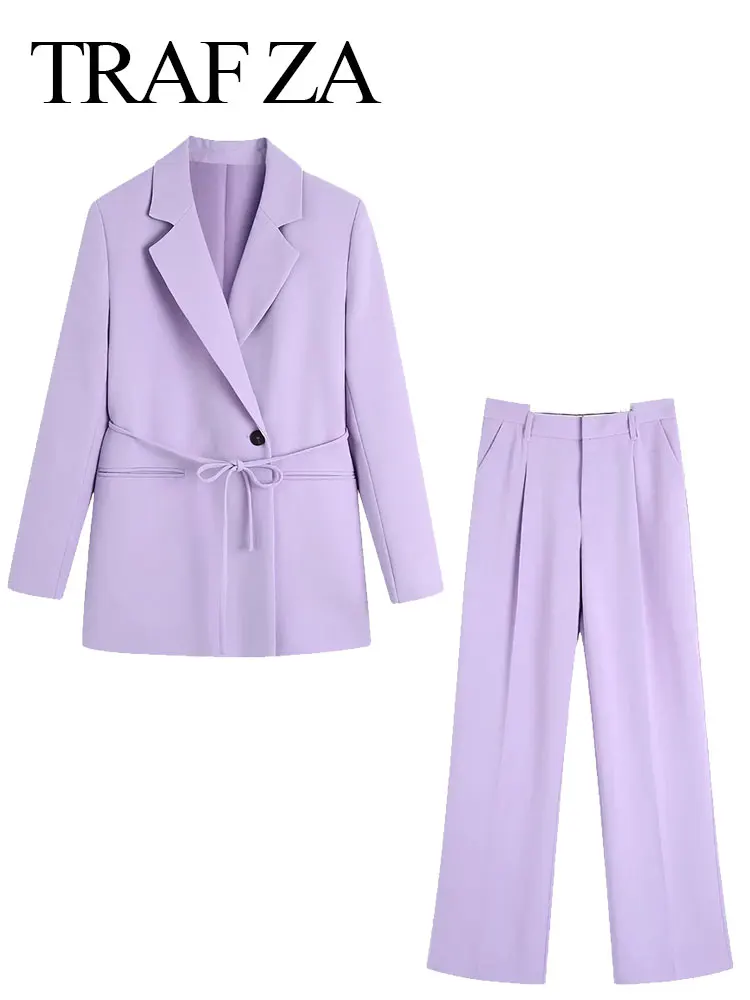 TRAF ZA Women's Office Suit Spring 2022 New Elegant Fashion Sets With Belt Single Buckle Female Blazer + Simple Trouser Pantsuit
TRAF ZA Women's Office Suit Spring 2022 New Elegant Fashion Sets With Belt Single Buckle Female Blazer + Simple Trouser Pantsuit