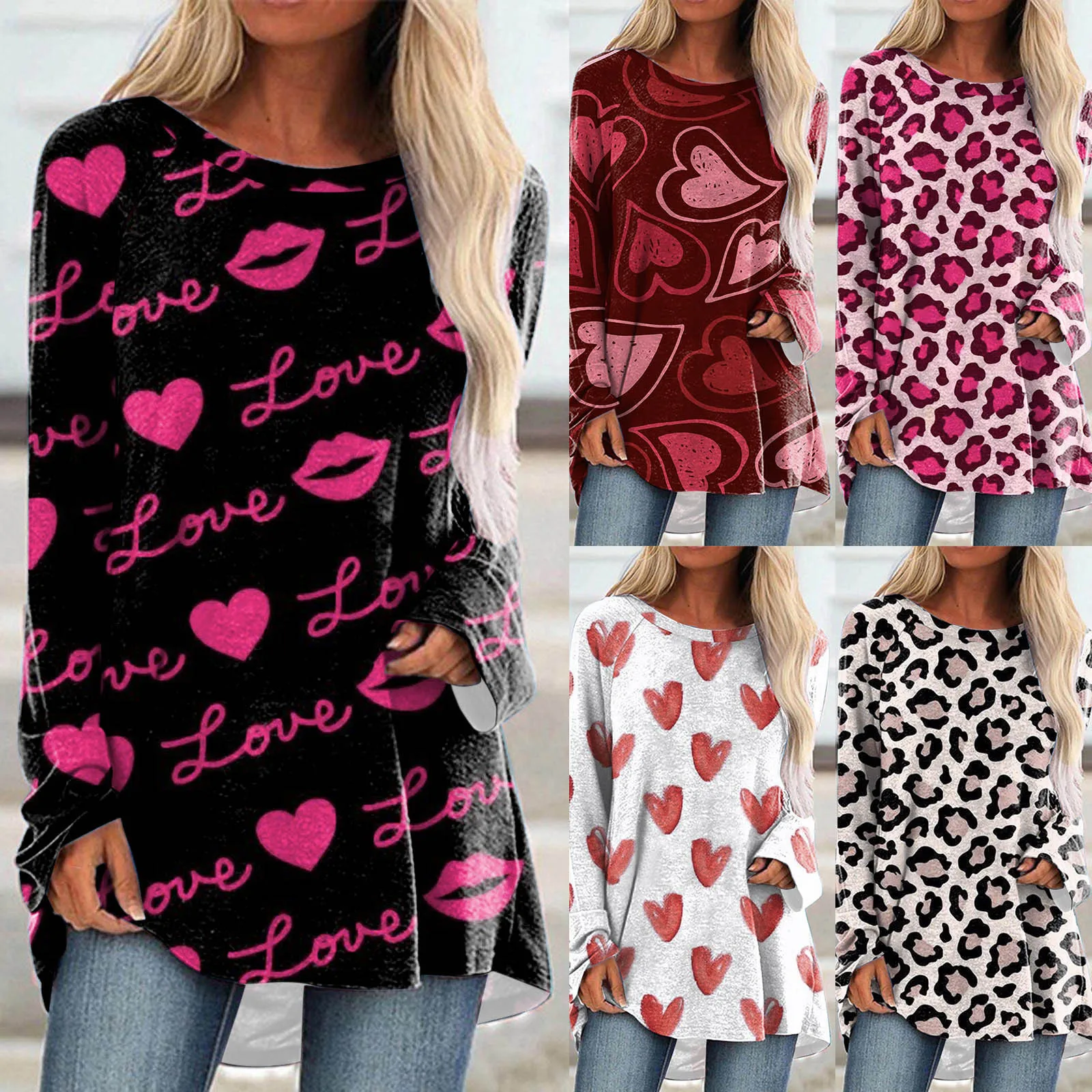 Женская футболка с длинным рукавом, круглым вырезом и графическим принтом 
Женская футболка с длинным рукавом, круглым вырезом и графическим принтом