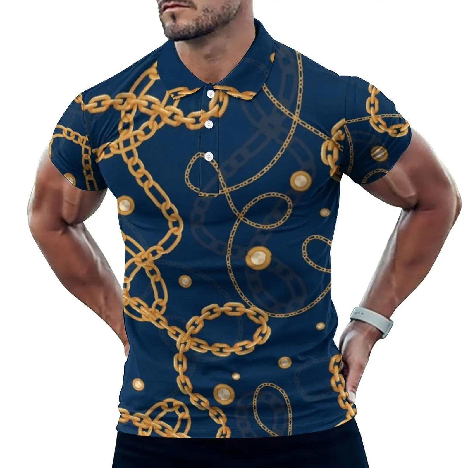 Повседневные рубашки-поло с принтом золотых цепочек, дизайнерская рубашка с коротким рукавом, уличная одежда, топы большого размера, подаро...
Повседневные рубашки-поло с принтом золотых цепочек, дизайнерская рубашка с коротким рукавом, уличная одежда, топы большого размера, подаро...