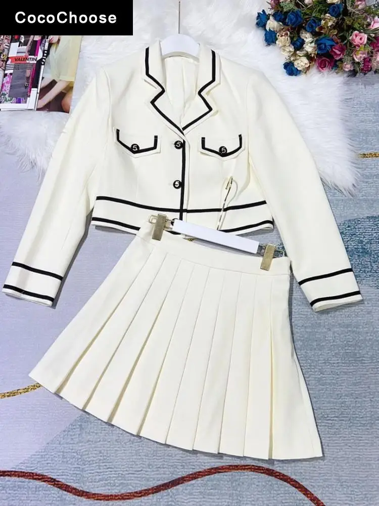 Autumn Winter Preppy Style Dress Suits Women Outfits 2022 Runway Color Block Long Sleeve Jacket Pleated Mini Skirt Two Piece Set
Autumn Winter Preppy Style Dress Suits Women Outfits 2022 Runway Color Block Long Sleeve Jacket Pleated Mini Skirt Two Piece Set