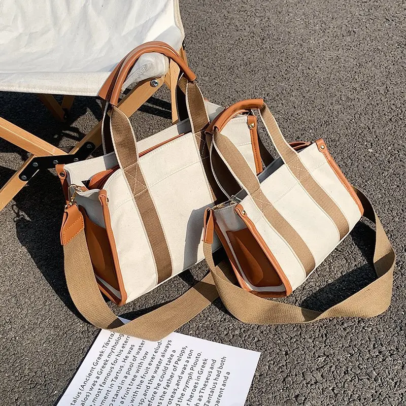 Fashion Women Canvas Tote Bag Big Size Korean Style Zipper Ladies Shoulder Crossbody Bags Luxury Designer Square Shopping Bags
Fashion Women Canvas Tote Bag Big Size Korean Style Zipper Ladies Shoulder Crossbody Bags Luxury Designer Square Shopping Bags