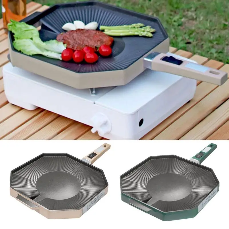 

Outdoor Camping Grill Pan Non Stick Stovetop BBQ Grilling Plate Portable Detachable Hygienic Grilling Cookware For Stove Tops