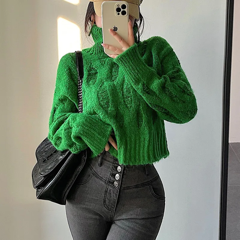WOMENGAGA Girl High Neck Slim Long Sleeve Green Short Pullover Sweater Women Tops Green Diamond Lattice Korean Tops 8DVC
WOMENGAGA Girl High Neck Slim Long Sleeve Green Short Pullover Sweater Women Tops Green Diamond Lattice Korean Tops 8DVC