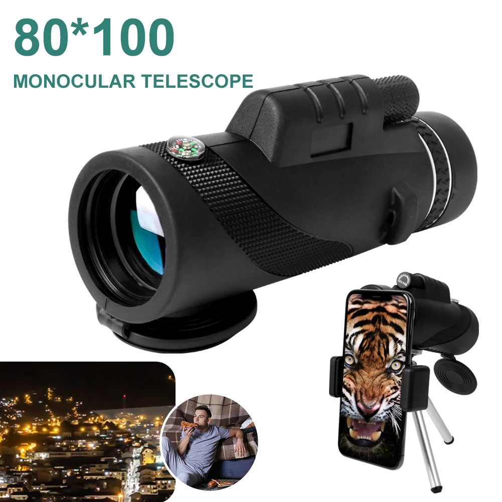 HD Monocular Telescope 80*100 Ultra-Long Zoom Monoculars BAK4 Prism Lens Suitable with Tripod Clip for Hunting Outdoor Camping
HD Monocular Telescope 80*100 Ultra-Long Zoom Monoculars BAK4 Prism Lens Suitable with Tripod Clip for Hunting Outdoor Camping