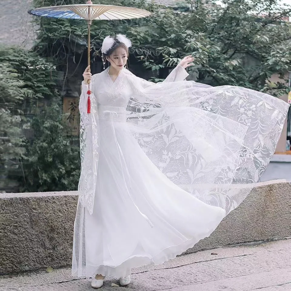 Hanfu Chinese Style Dress Set Women Vintage Elegant Flower Embroidery Fairy Dance Stage Costumes Female Sweet Princess Outfits
Hanfu Chinese Style Dress Set Women Vintage Elegant Flower Embroidery Fairy Dance Stage Costumes Female Sweet Princess Outfits